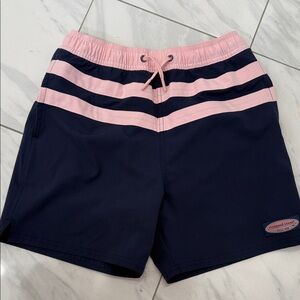 Vineyard Vines Navy and Pink Swim Shorts